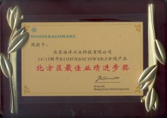 海洋仪器荣获ROHDE&SCH WARZ 14/15财年北方区最佳业绩进步奖
